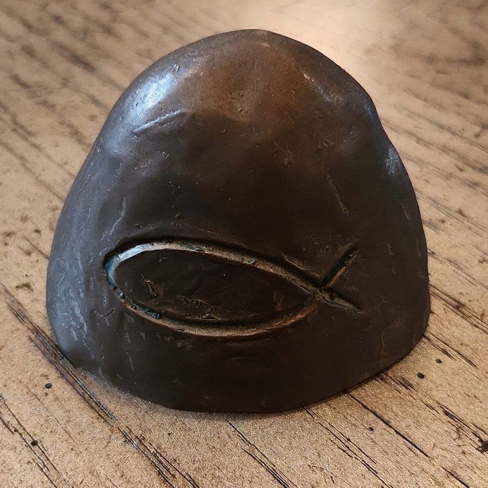 Darwin fish bronze sculture vintage